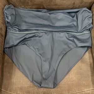 SKIMS High-Waist Fold-Over Bikini Bottoms in Slate Blue